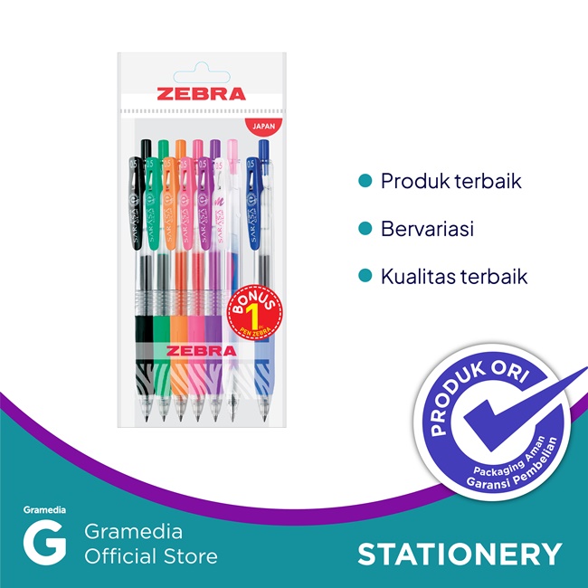 Pulpen Zebra Sarasa Clip Set 6 Pcs Free 1 Pcs