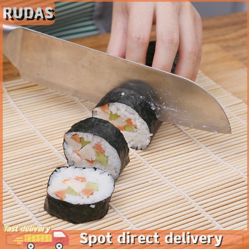 RUDAS 24x24cm Sushi đặt tre cán Thảm gạo mái chèo công cụ Kawaii Sushi khuôn tre phụ kiện nhà bếp Nhật Bản nhà bếp