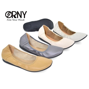 สินค้า [No.OY668] ORNY(ออร์นี่) รองเท้าคัชชูแบบกุ๊นขอบ งอได้ รองเท้าบัลเล่ต์ พื้นยาง มีถึงไซส์ 42
