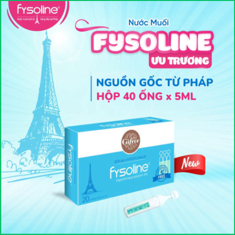 Chính Hãng - Nước muối ưu trương FYSOLINE hỗ trợ viêm mũi nghẹt mũi cho bé (Hộp xanh 20 ống x 5ml)