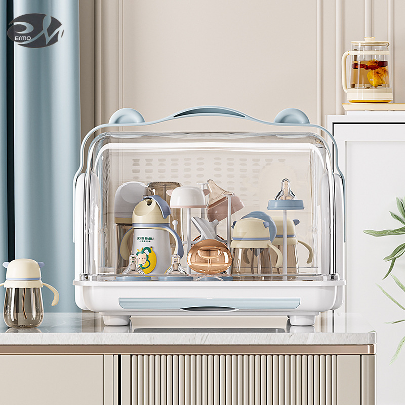 Ermo Baby bottle storage box with lid, dustproof water cup, drain storage rack, baby bowl, chopsticks storage box, plastic storage box ราคา 803 บาท*ส่งฟรี