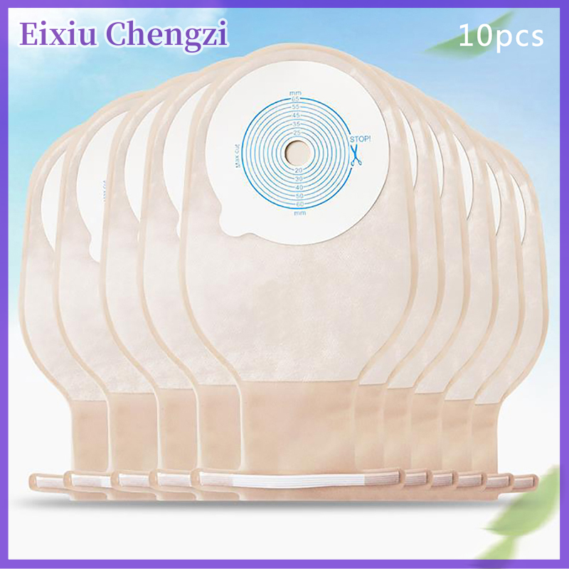 Eixiu 10 chiếc túi colostomy Túi dùng một lần có thể thoát nước ostomy Túi