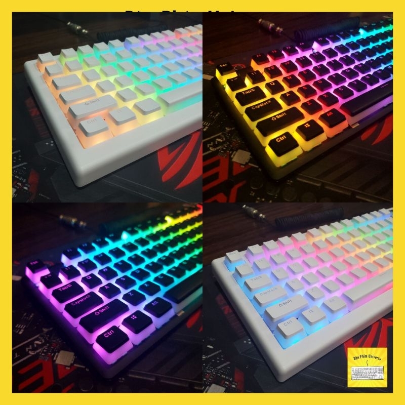 Keycap pudding đen trắng - keycap pbt double shot OEM profile 129 phím keycap xuyên led pudding double shot bàn phím cơ
