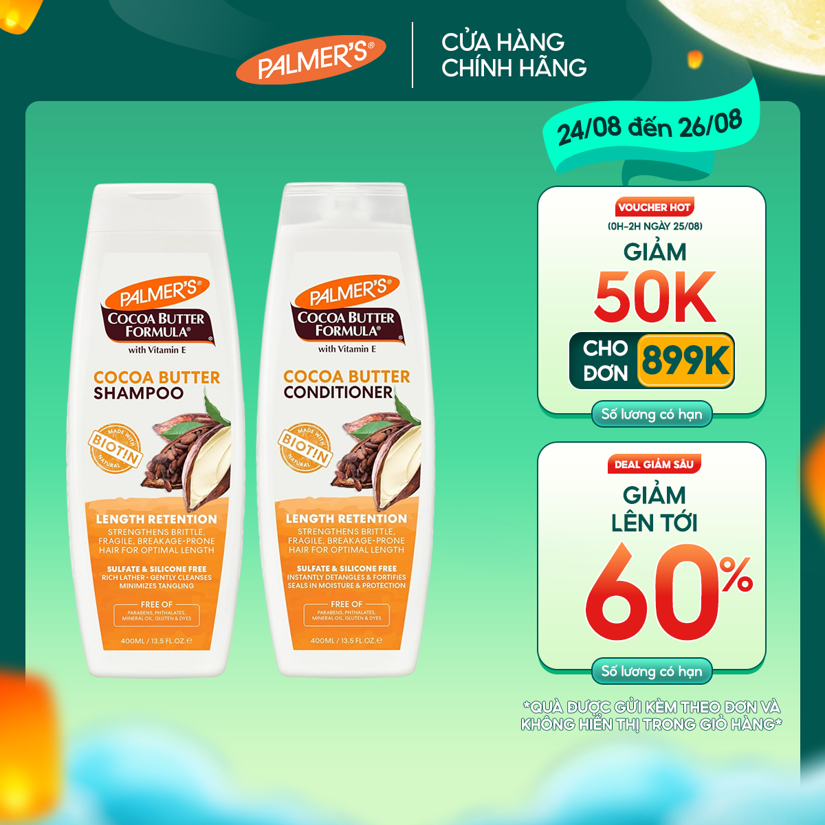 Bộ sản phẩm giảm rụng tóc Biotin Palmer's
