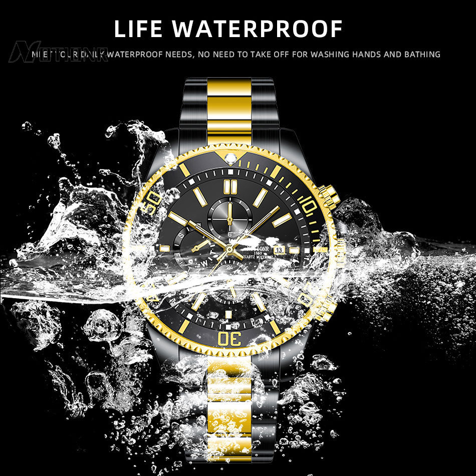 NOTIONR Watch for Men New Waterproof Stainless Steel Watch Male Multifunctional Luminous Calendar Wristwatch Classic Retro Casual Men's Watch ราคา 287 บาท*ส่งฟรี