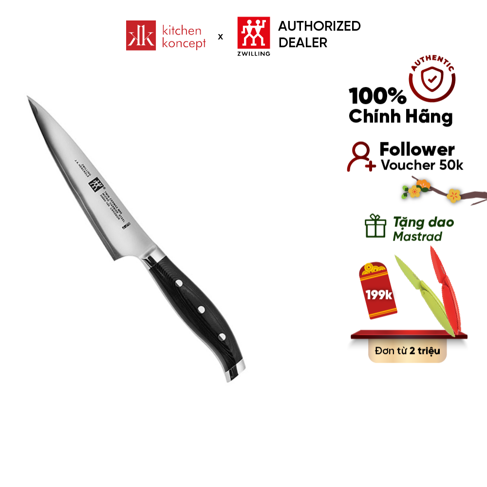 [Trả góp 0%] ZWILLING - Dao thái thịt Twin Cermax M66 - 16cm thép sẽ được trui lạnh và rèn ở nhiệt độ thấp dưới -196 độ C nhằm cân bằng kết cấu của thép và định hình con dao