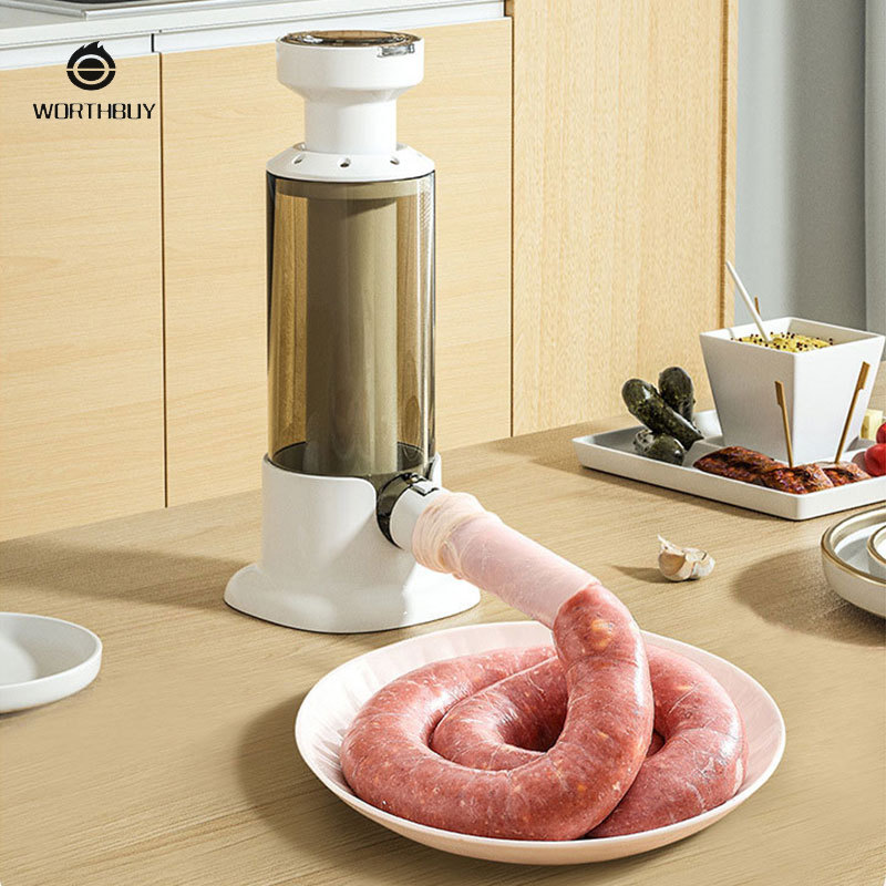 Xúc xích cho sử dụng trong gia đình. Xúc xích Dispenser. Hướng dẫn sử dụng xúc xích Jar cho xúc xích. Công cụ cho lớp phủ xúc xích và làm đầy thịt