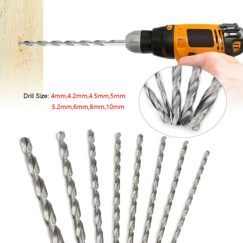 8PC 200MM Long Wood Drill Bit Set 4mm 4.2mm 4.5mm 5mm 5.2mm 6mm 8mm