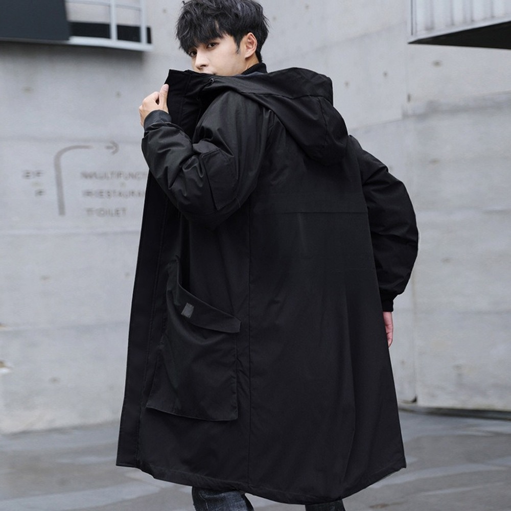 black hooded coat