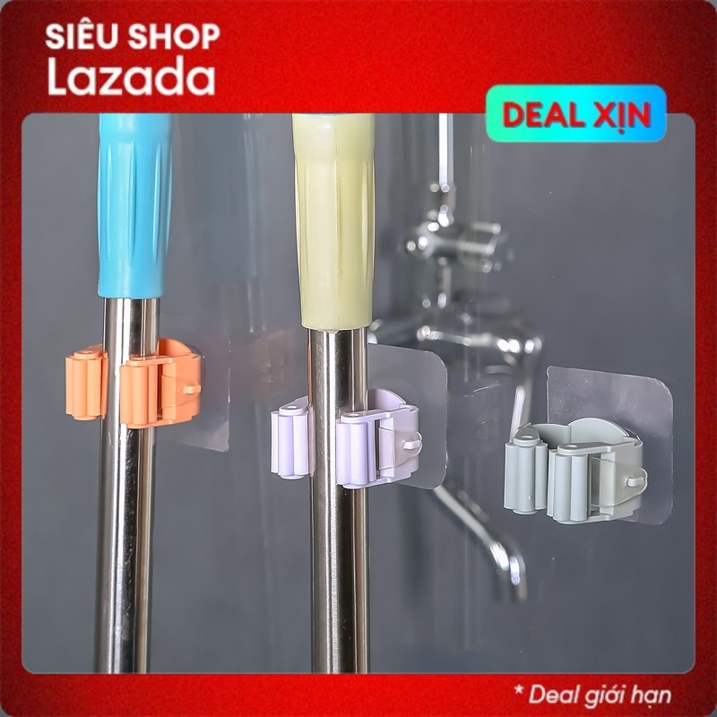 Móc dán treo cây lau nhà tiện dụng, móc treo chổi đa năng thông minh tiện ích