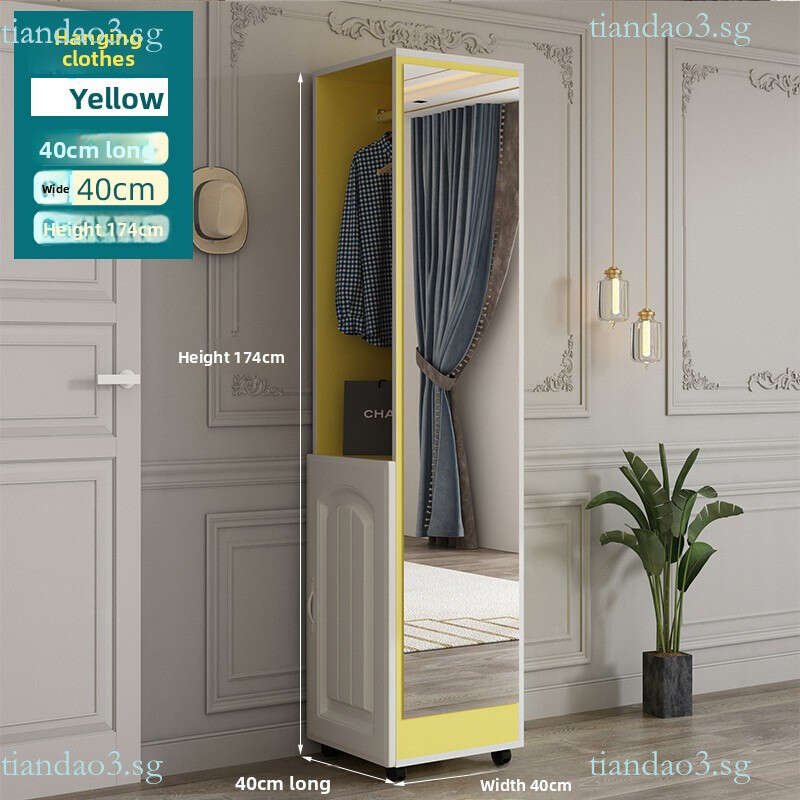 Full-Length Mirror Cabinet Integrated Dressing Mirror Home Storage Living Room Bedroom Rotating Multi-Functional Entrance Full-Length Floor Mirror YZX
