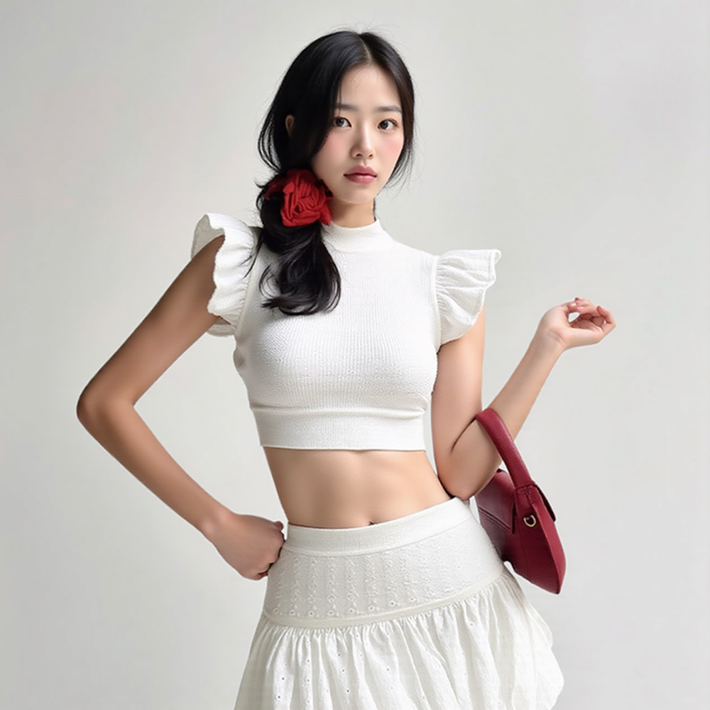 BRANCHÉ เสื้อสำหรับผู้หญิงฤดูร้อนสบายดีเกาหลีสะบัดตัดแขนสั้นคอกลมเสื้อลำลอง B250408 ราคา 120 บาท*ส่งฟรี