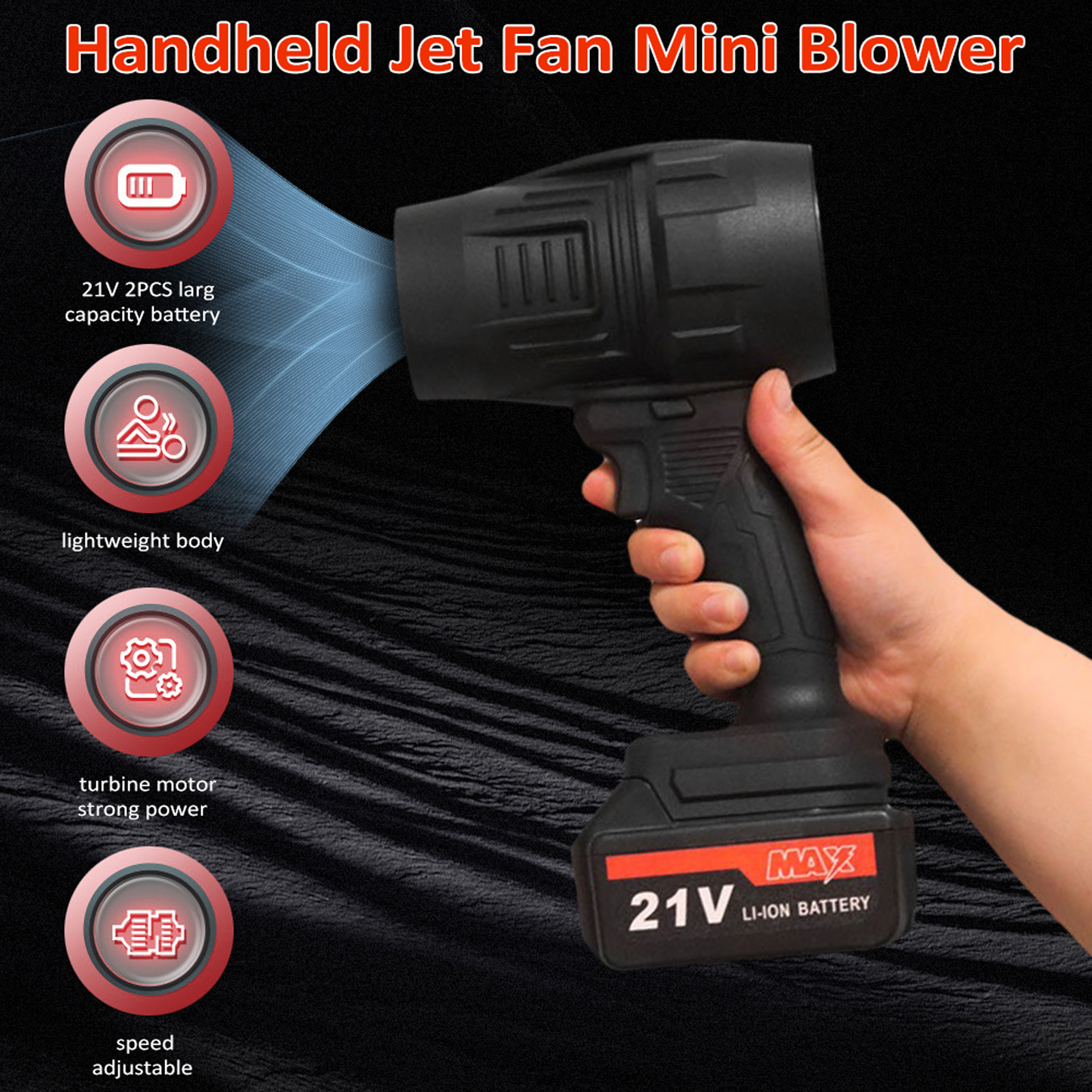 Cordless Leaf Blower, 21V Handheld Electric Dust Blower with 2PCS and Charger, Variable Speed, Portable Car Dryer Air Blower Jet Fan for Patio Cleaning, Lawn Care, Blowing Snow, Leaves and Dust ราคา 4,143 บาท*ส่งฟรี