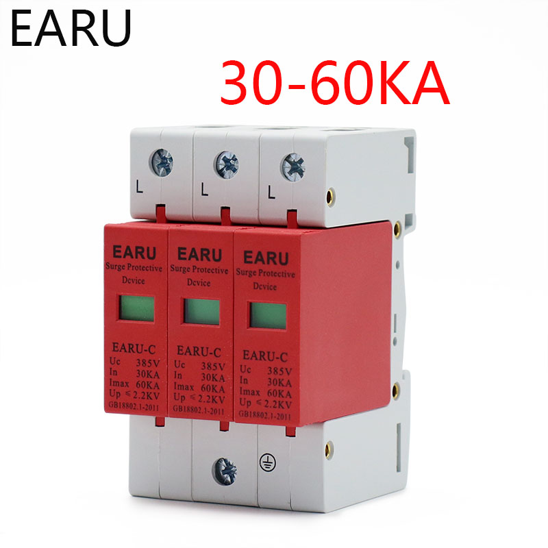 yingke 1pc Ac Spd 3p 3 Phase 30ka~60ka 385v House Lightning Surge Protector Protective Low-voltage Arrester Device Oem Factory