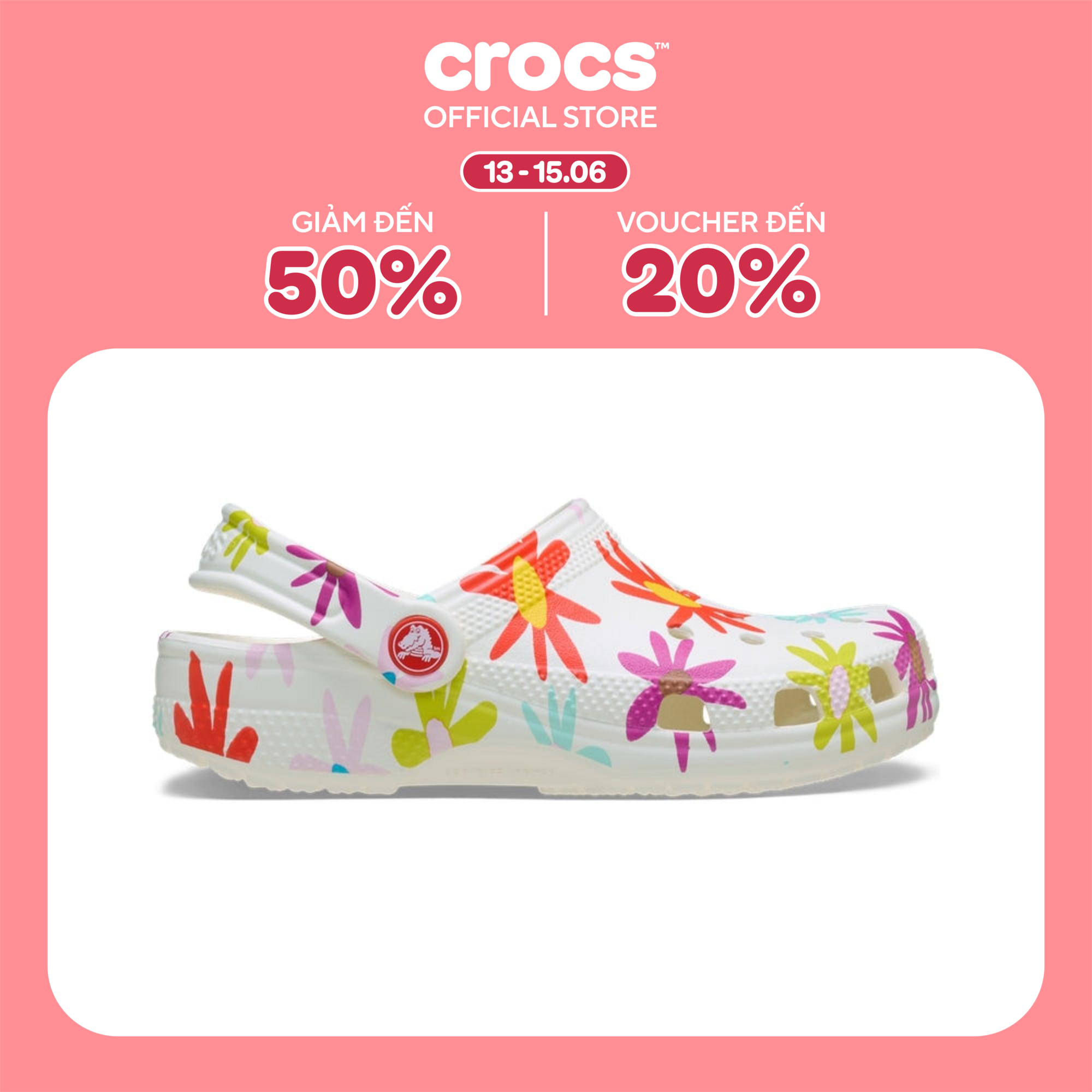 Giày Clog Trẻ Em Crocs Toddler Classic Crafted Daisy - Chalk - 211584-0WV