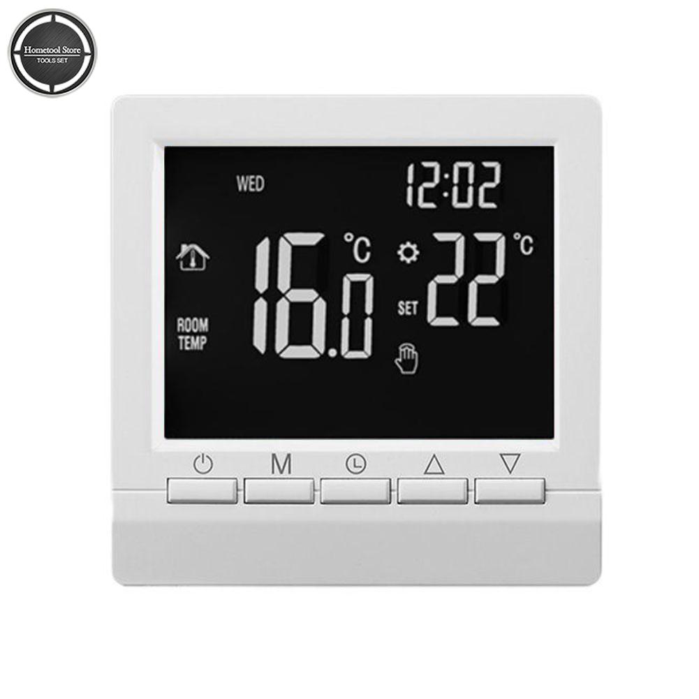 Hometool Lập Trình Nhiệt kế kỹ thuật số với màn hình LCD cho nồi hơi hoặc hệ thống sưởi ấm dưới sàn, 5 + 2 ngày lập kế hoạch, chạy bằng pin Trắng