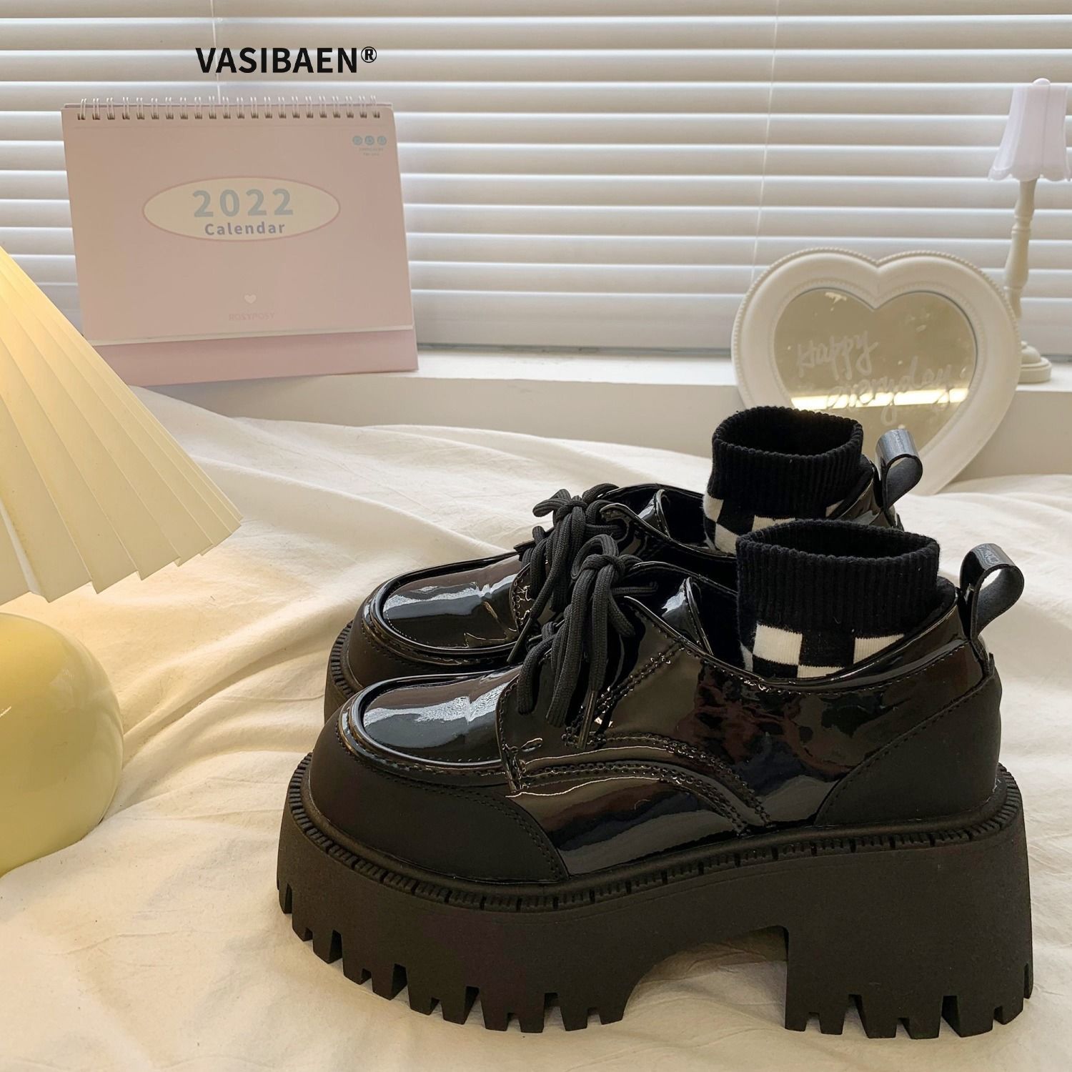  VASIBAEN Mary Jane-small leather shoes for women French high-heeled shoes thick sole individual 