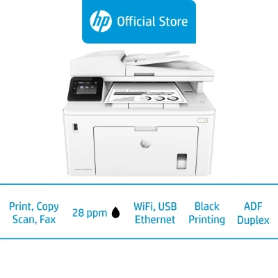 HP LaserJet Pro MFP M227fdw Wireless Mono Laser Printer / Print, Scan and Copy / ADF / Duplex / One Year Warranty
