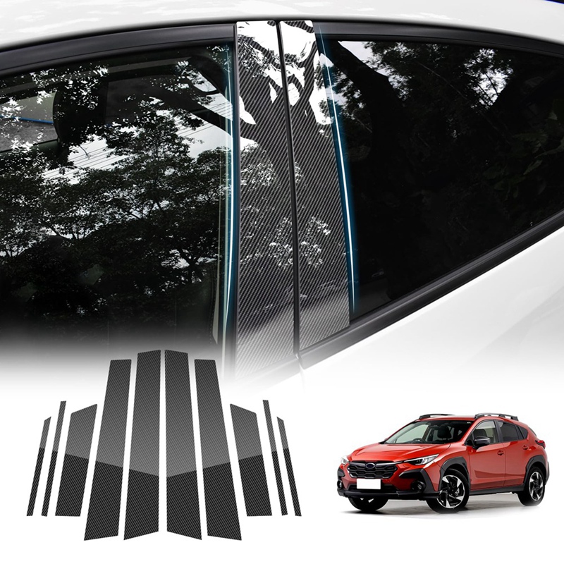 For Crosstrek 2023 2024 Car B Pillar Posts Door Window Trim Exterior Decoration Sticker Accessories ,Carbon Fiber