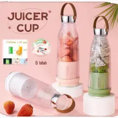 Juice Blender Portable 6 Pisau Juicer Botol Blender Kapsul Blender Jus Buah Milkshake Rechargeable 2400mah