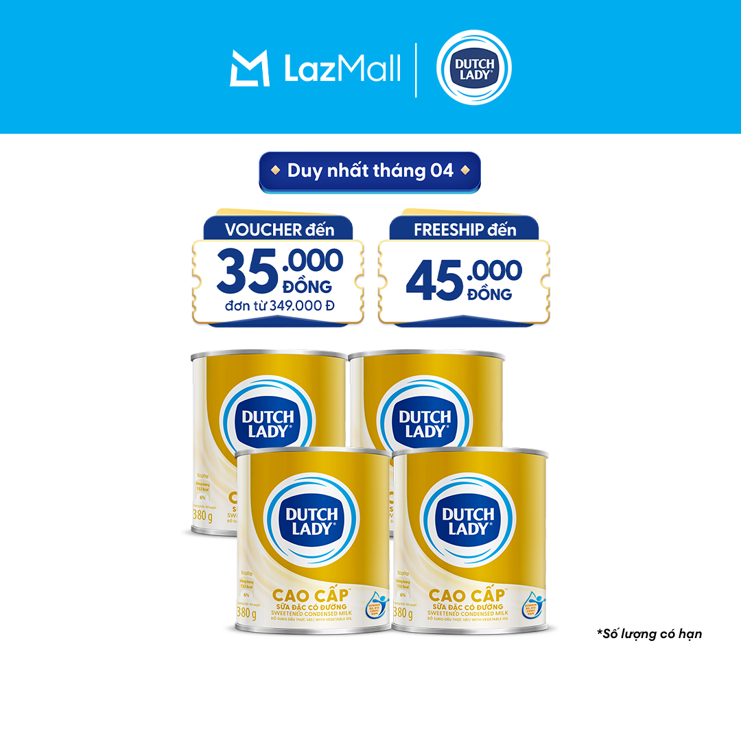 Combo 4 Lon Sữa Đặc Có Đường Dutch Lady Cao Cấp Lon 380g/lon