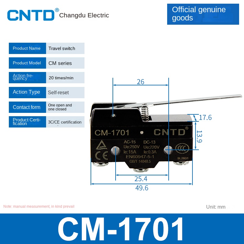Công Tắc Hành Trình CM-1701 | Micro Switch Changde CM-1307/1308/1305/1306/1300/1303TM Cho Tự Động Hóa