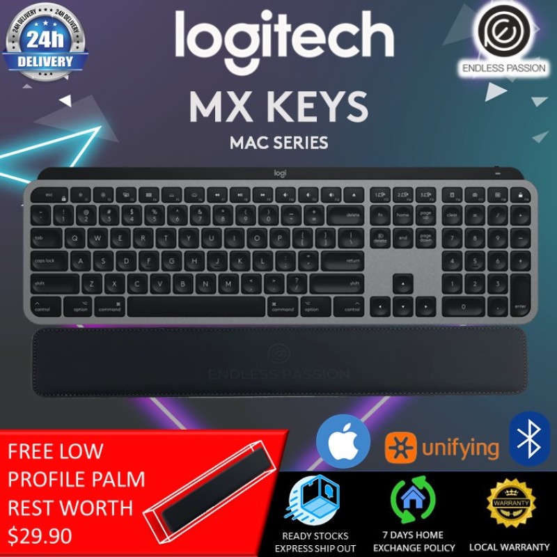 Logitech MX Keys Advanced Illuminated Wireless Keyboard for Mac - Bluetooth/USB [24 Hours Delivery] Singapore
