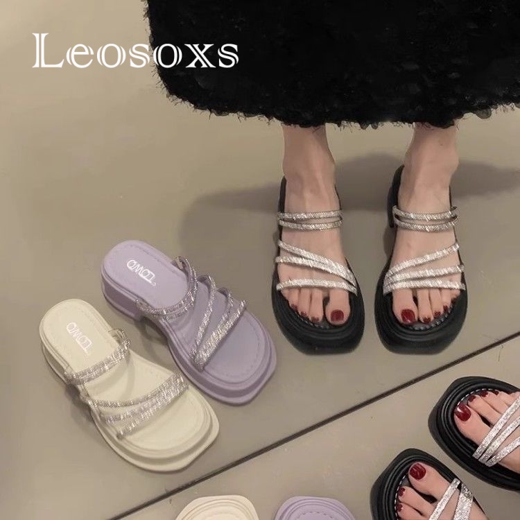 Leosoxs dép sandal nữ dép bánh mì nữ thời trang dép đế cao Chống Trượt 072115