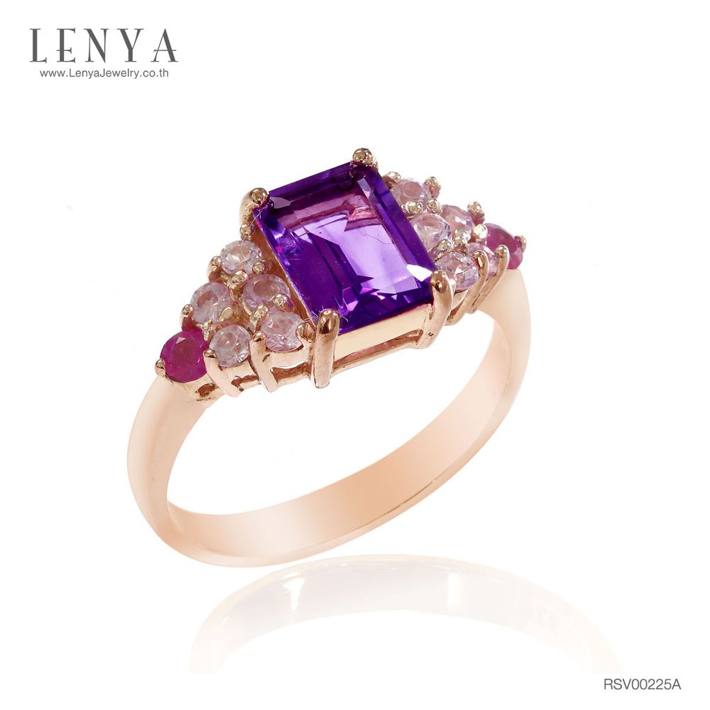 LENYA แหวนพลอยอเมทิสต์ เสริมความสงบใจ มีสติ มั่งคั่ง ขนาด 8 มิล ตัวเรือนเงินแท้925 ชุบพิงค์โกลด์ ราคา 4,275 บาท*ส่งฟรี