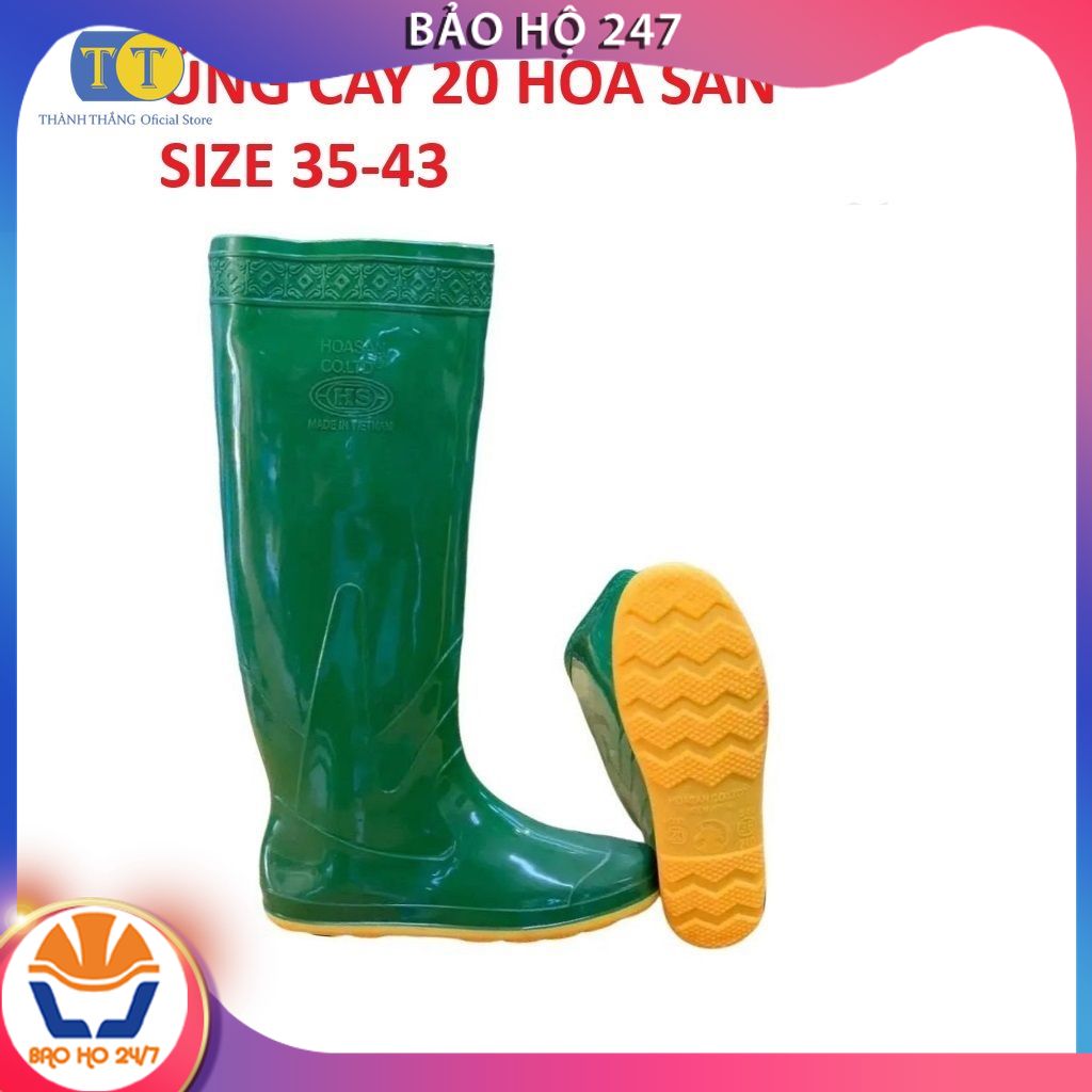 Ủng đi cấy ngắn Hoa San size 35-43, ủng làm vườn, ủng lội nước chống nước bảo hộ lao động