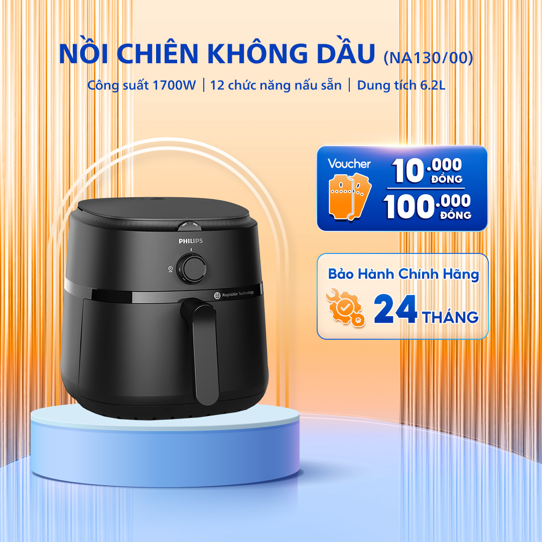 Nồi Chiên Không Dầu PHILIPS NA130/00 - Dung Tích 6.2 L - 12 Chức Năng Nấu - Bảo hành 24 tháng