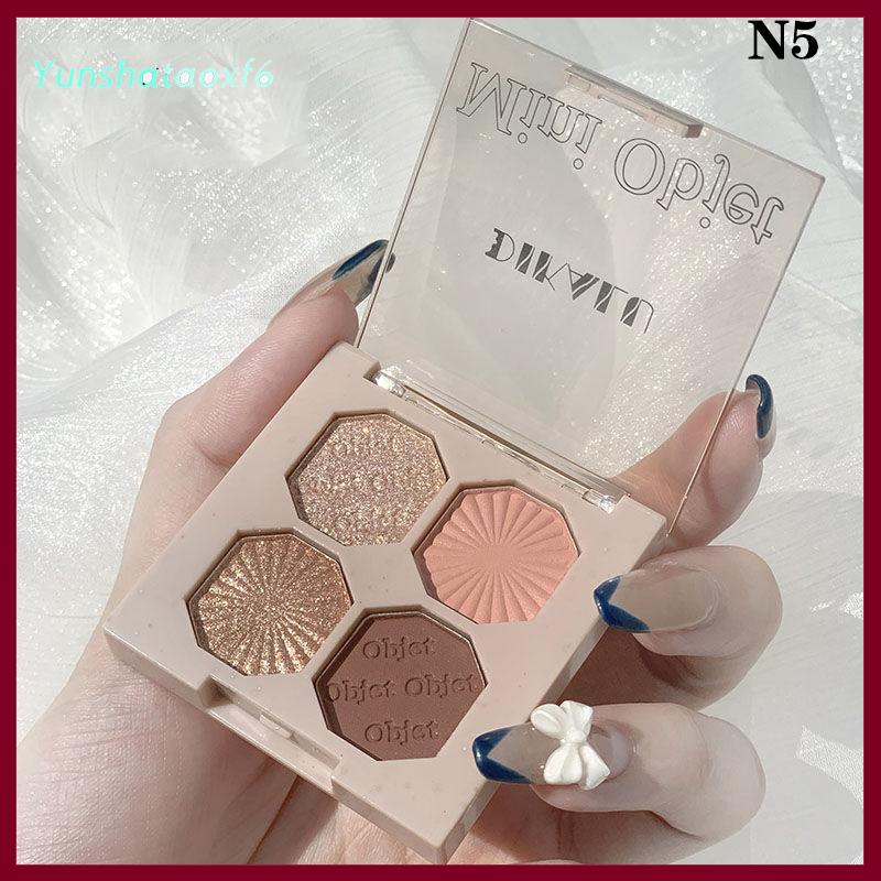 yunshataoxf Dikalu 4 màu Punk Smokey Matte long lanh Eyeshadow Palette ánh sáng lung linh Eye Shadow trang điểm Palette mát mẻ săn chắc màu xám đen EYE PALETTE - 4