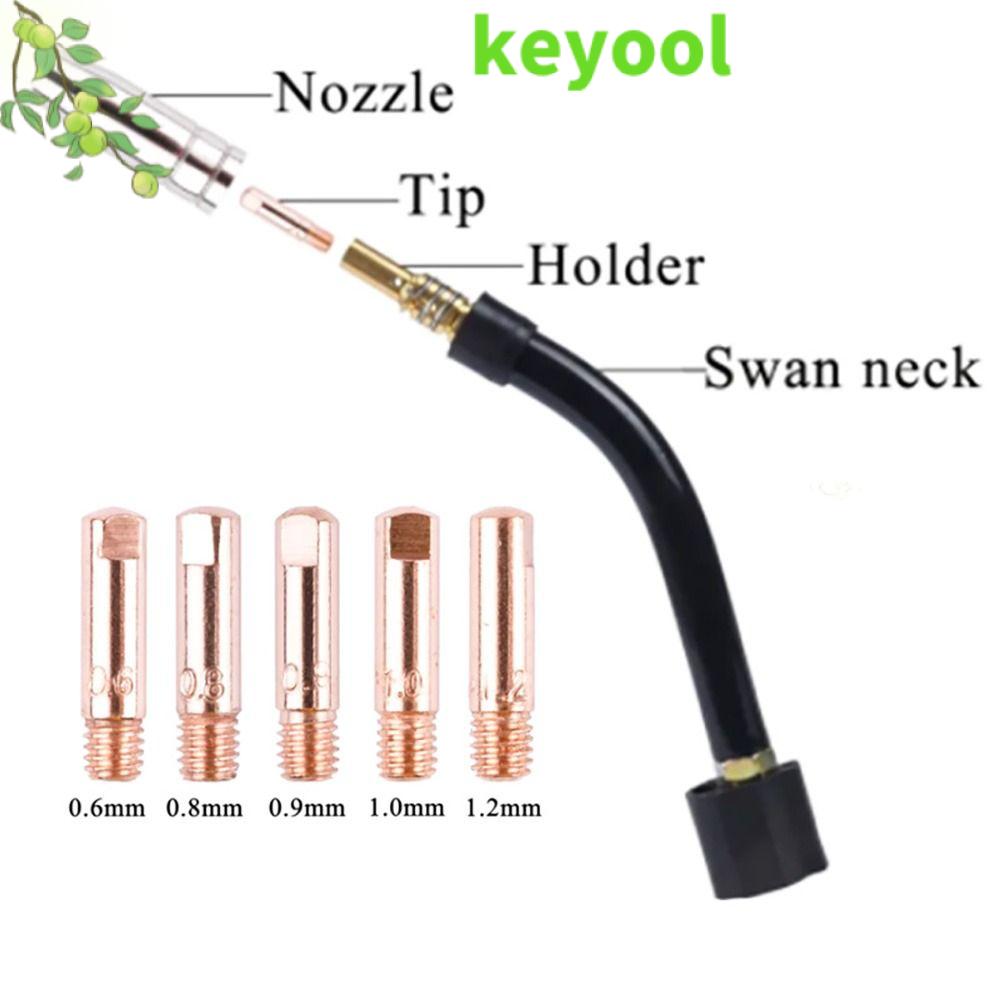 KEYOOL 5pcs 0.6/0.8/0.9/1.0/1.2mm Cách nhiệt Phong cách Châu Âu Bộ phận thay thế Dành cho MB-15AK 14ak MIG/MAG Vòi phun khí Mỏ hàn Đầu tiếp xúc