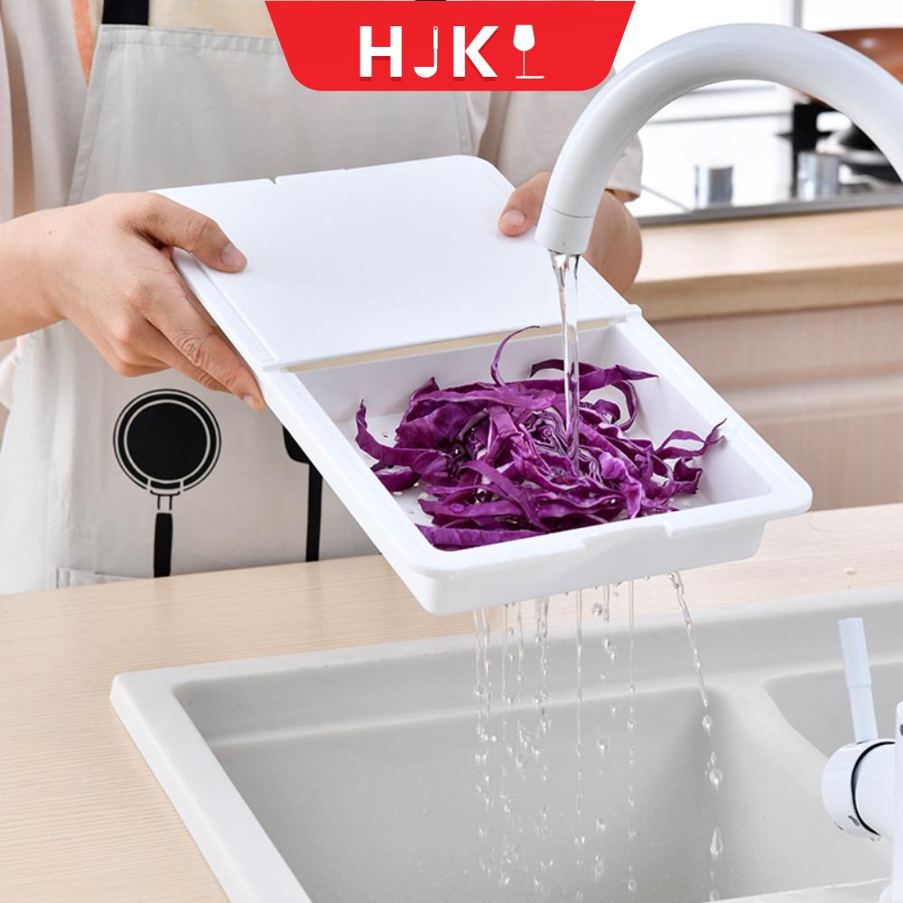 HJKL Chống trượt Thớt 3 trong 1 Có giỏ đựng đồ Nắp lật Thớt Di động Phong cách Nhật Bản Phụ kiện nhà bếp Trái cây