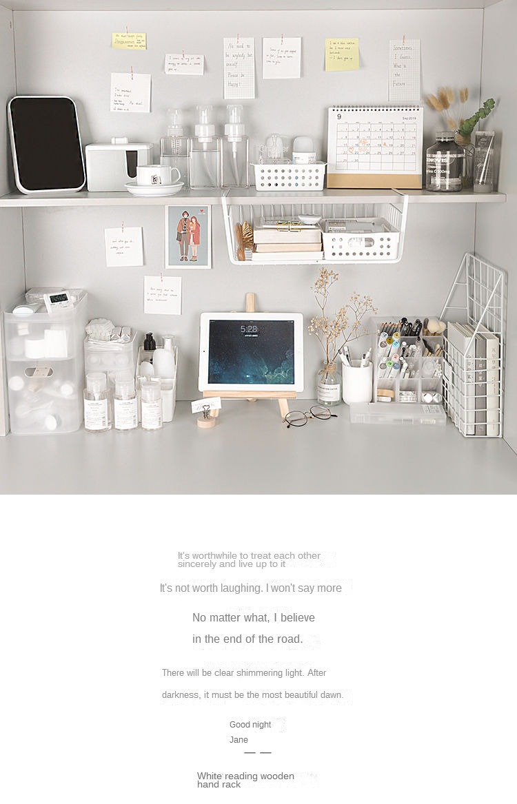 INS style wooden desktop foldable stand, mobile phone iPad stand decoration, student desk storage, tablet art shelf_voghion.com