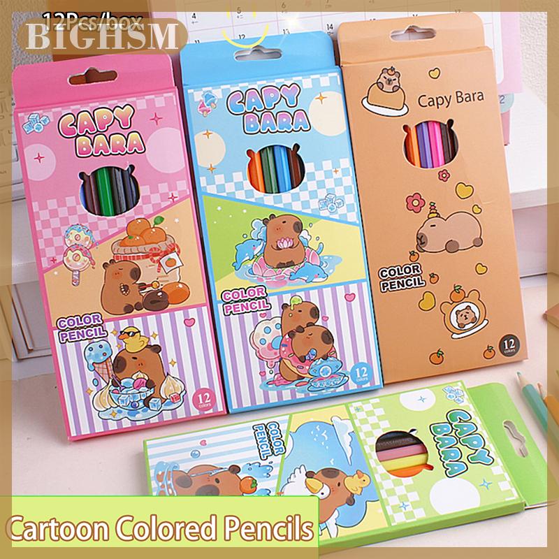 BIGHSM 12Pcs Phim Hoạt Hình Capybara Bằng Gỗ Màu Bút Chì Bộ Vẽ Bút Chì Nghệ Sĩ Sơn Phác Thảo Bút Chì Trường Văn Phòng Nguồn Cung Cấp Quà Tặng