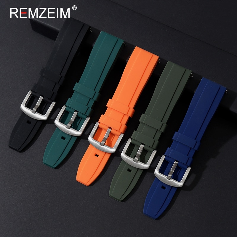 Silicone Strap 20Mm 22Mm Quick Release Watch Strap Stainless Steel Buckle