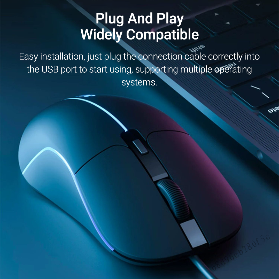 6 chìa khóa chuột có dây USB 3200dpi quang với ánh sáng thở cho máy tính xách tay văn phòng chơi game