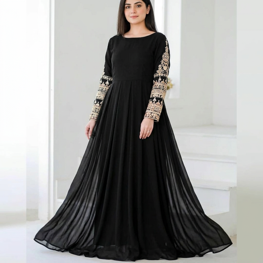 New Arrival Fashion Maxi Designer Chiffon Stitched Maxi Only for Girls/Designer Maxi / New Long Style Maxi /Stylish Maxi / Ready to Wear /Wedding Dress For Girls/Ladies/Women Article Mar-003 Sale Low Price
