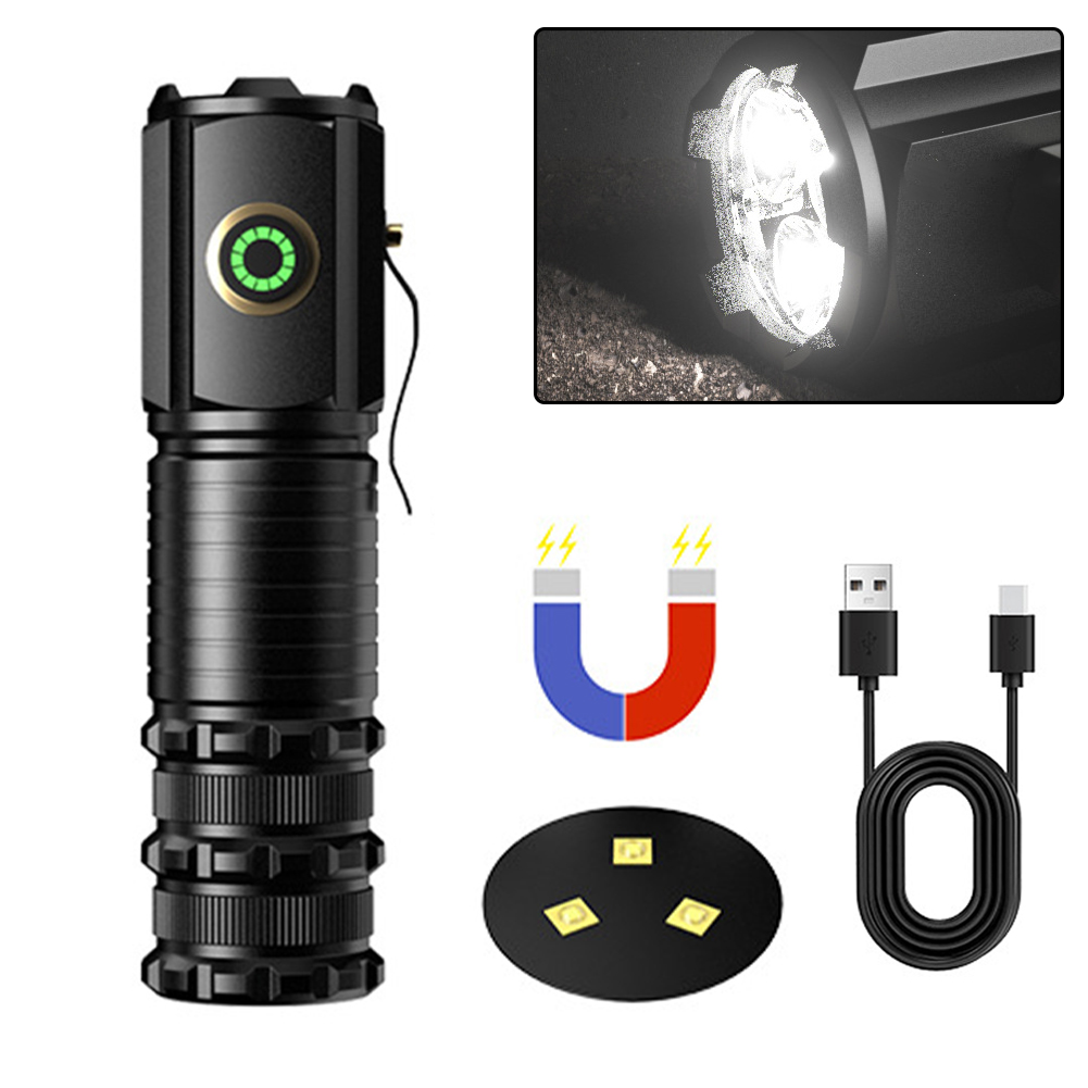 Hittime mạnh mẽ tầm xa đèn pin siêu sáng P35 tiêu điểm ổn định di động đèn pin mini đuôi sắt Dải với nam châm mạnh ngoài trời đa chức năng Clip đèn ở mũ-1300 lumens/1600 lumens