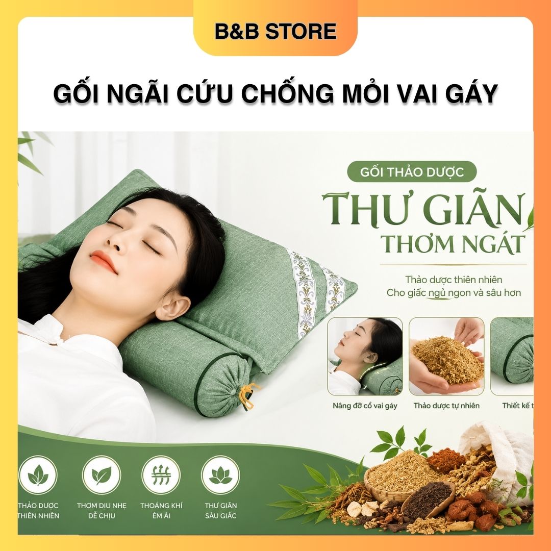 Gối Ngải Cứu Thảo Dược – Thư Giãn Vai Gáy, Ngủ Ngon Mỗi Đêm BB