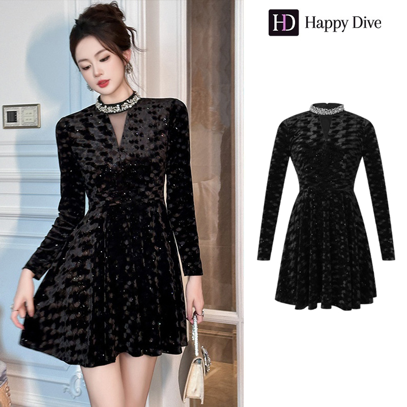 Happy Diva เดรสผู้หญิง เดรสสีดำ เดรสทรงเอ เดรสกำมะหยี่ เดรสทำงาน เดรสไฮโซ เดรสวินเทจ เดรสออกงาน เดรสปาร์ตี้ ชุดราตรี 21470 ราคา 1,419 บาท*ส่งฟรี