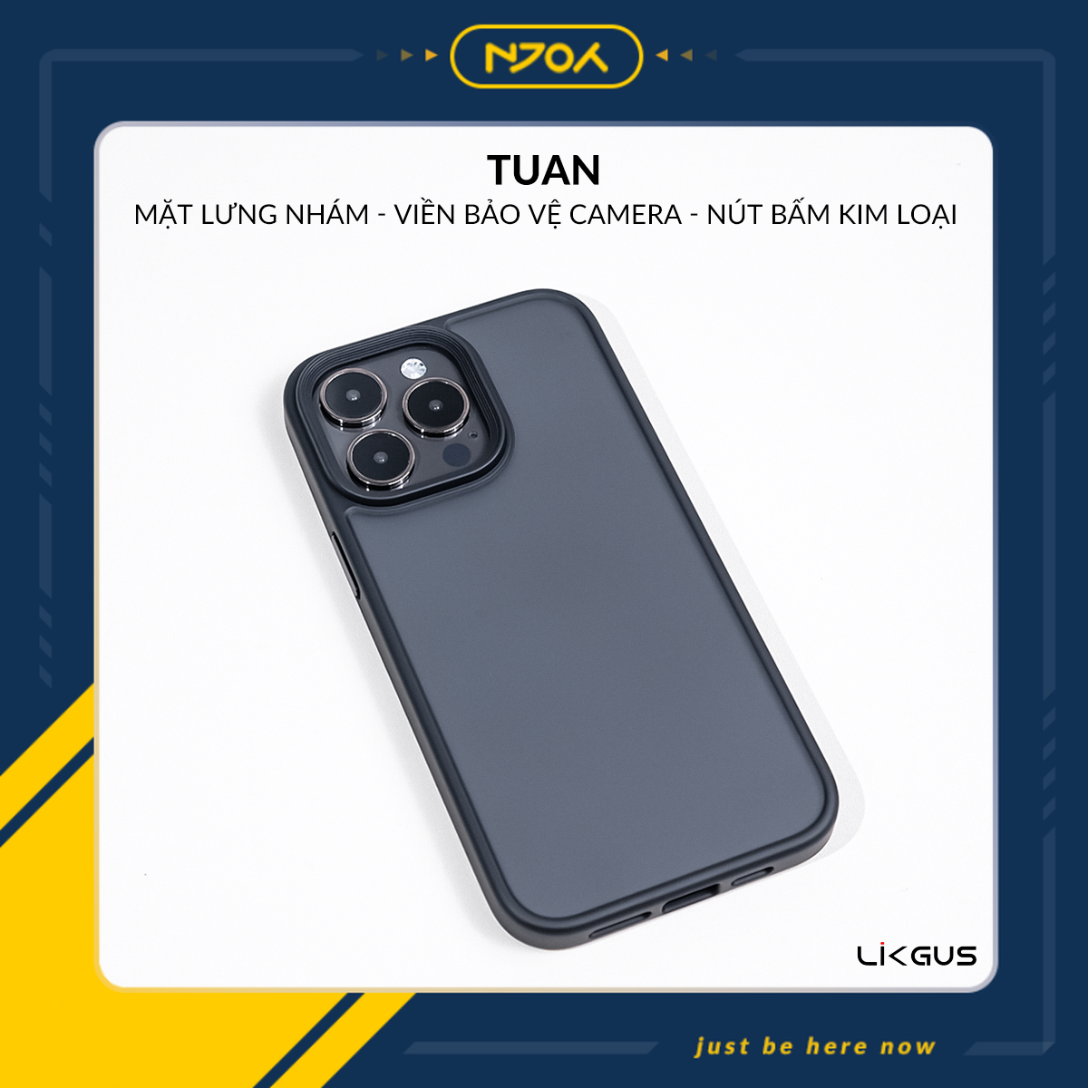 Ốp Lưng Likgus Nhám Chống Vân Nút Kim Loại Bảo Vệ Camera Cho iPhone 16 Pro Max 15 Pro 14 13 Njoyshop