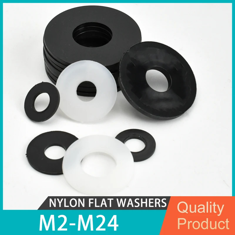 White Black Plastic Nylon Flat Washer M2 M2.5 M3 M4 M5 M6 M8 M10 M12 M14 M16 M18 M20 M22 M24 Flat Spacer Insulation Gasket Ring