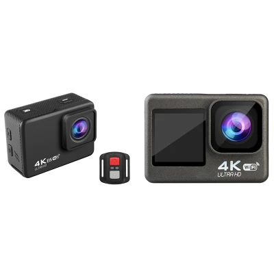 2Set 2.0 Inch +1.3 Inch Dual Screen Action Camera with WIFI Action Camera Wideangle EIS Underwater Waterproof Camera