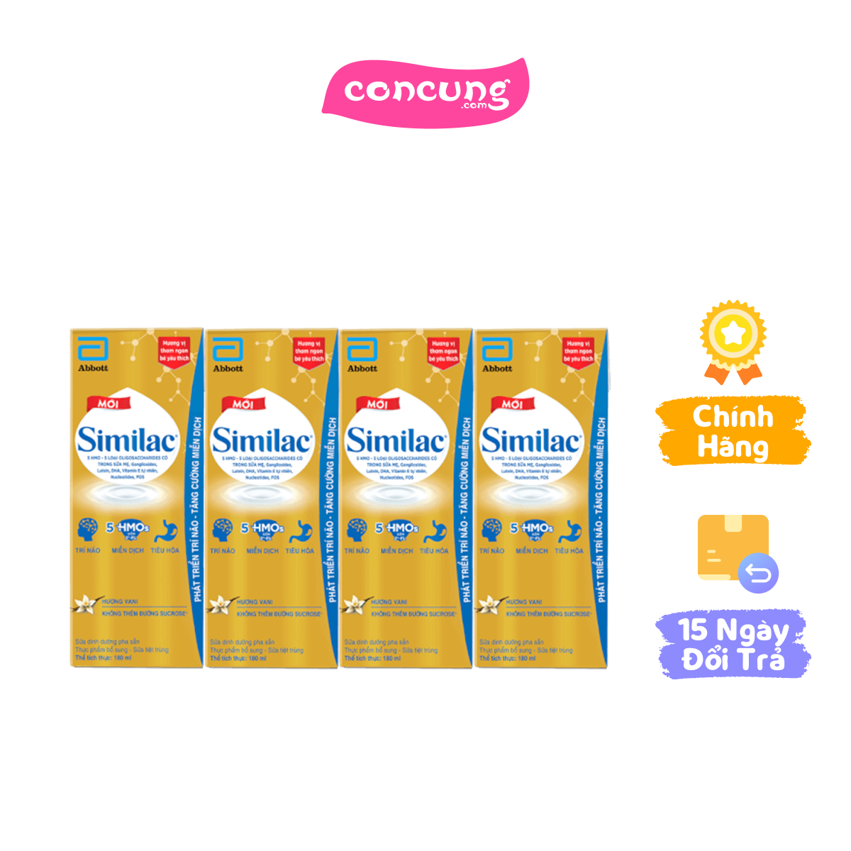 Thực phẩm bổ sung sữa tiệt trùng Similac hương vani 180ml (Lốc 4 hộp)