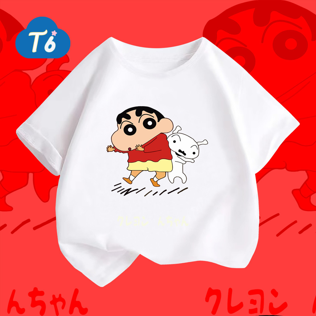 T6🔥มาใหม่ ลายเยอะ🔥เสื้อยืดผ้าคอตตอน เสื้อยืด t shirt Crayon Shin-chan ผ้าคอตตอน😗100% Cotton 6สี 100-140 ราคา 149 บาท*ส่งฟรี