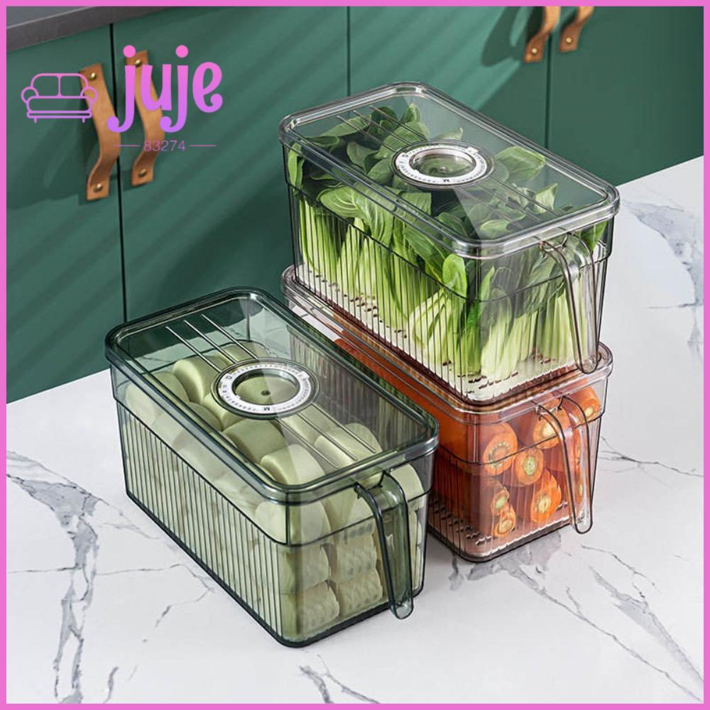 JUJE83274 Timekeeping Kitchen Storage Box Transparent Large Capacity Vegetable Vegetable Basket Multifunctional Fridge Storage Bin Kitchen Organizer