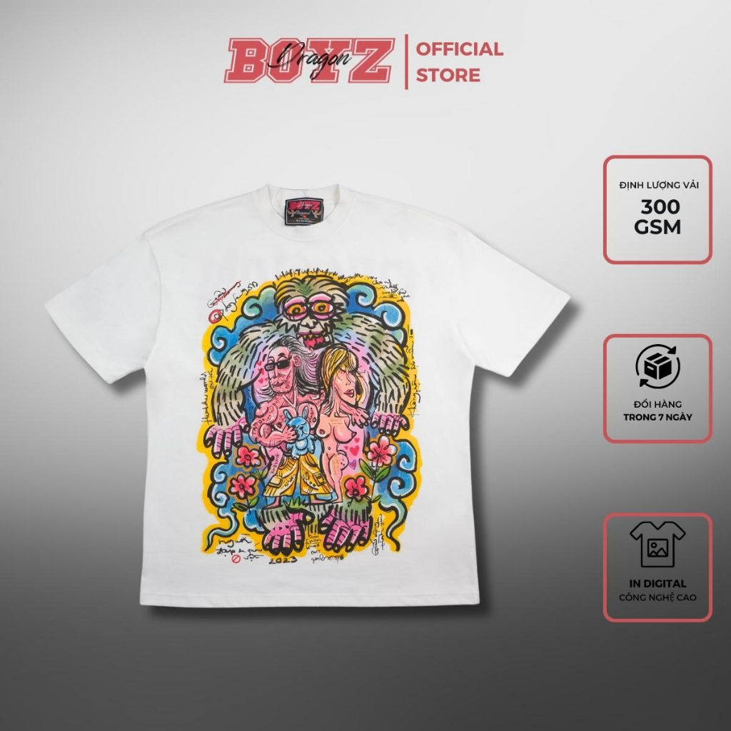 Áo thun tay lỡ unisex người đẹp & quái vật, 100% cotton, thiết kế độc quyền, hình in dtg - dragon boyz brand chính hãng