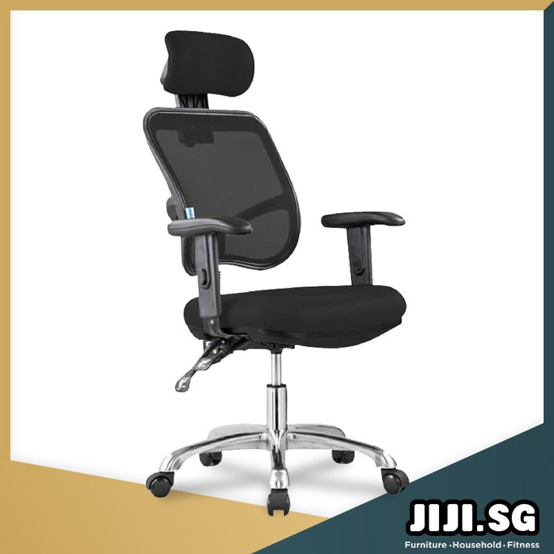 (JIJI SG) Office Executive Chair Ver 1 Adjustable ArmRest (Free Installation) - Home Office Chair/ Office chairs /Study chair/Gaming chair/Ergonomic/ Free 6 Months Warranty (SG) Singapore